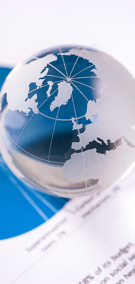 Hero background showing a glass globe over a document.